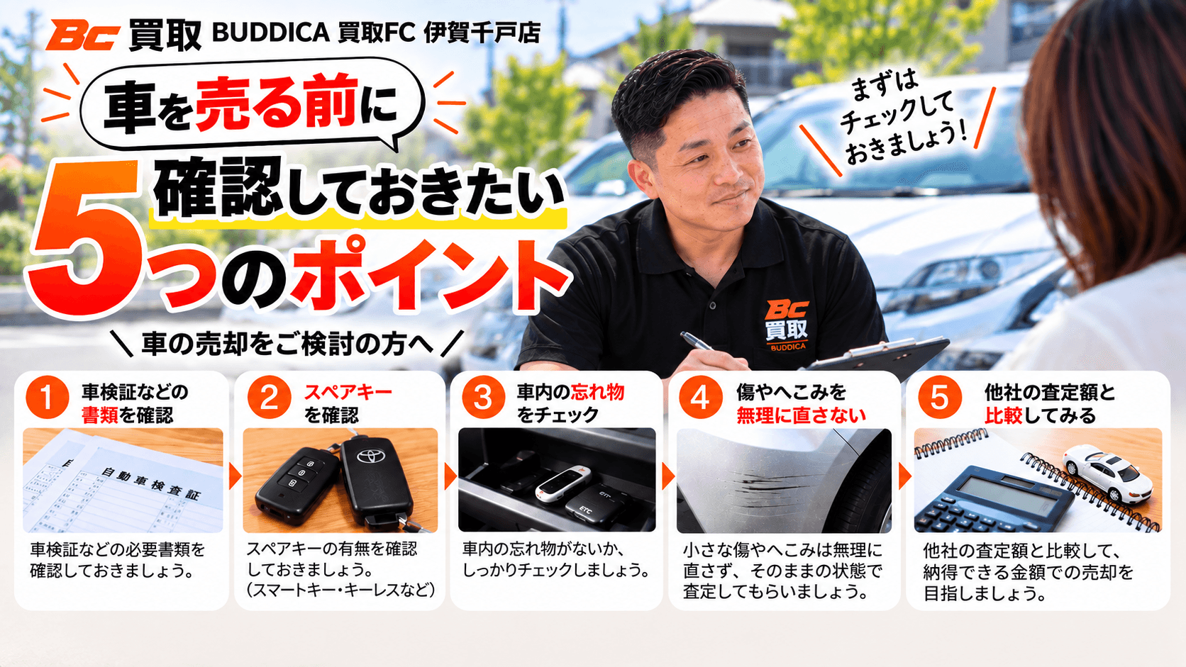車を売る前に確認しておきたい5つのポイント|愛車の売却をご検討の方への掲載写真